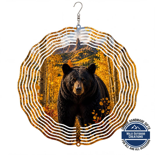 Black Bear Wind Spinner Golden Aspen Mountain Wildlife Garden Decor Colorado