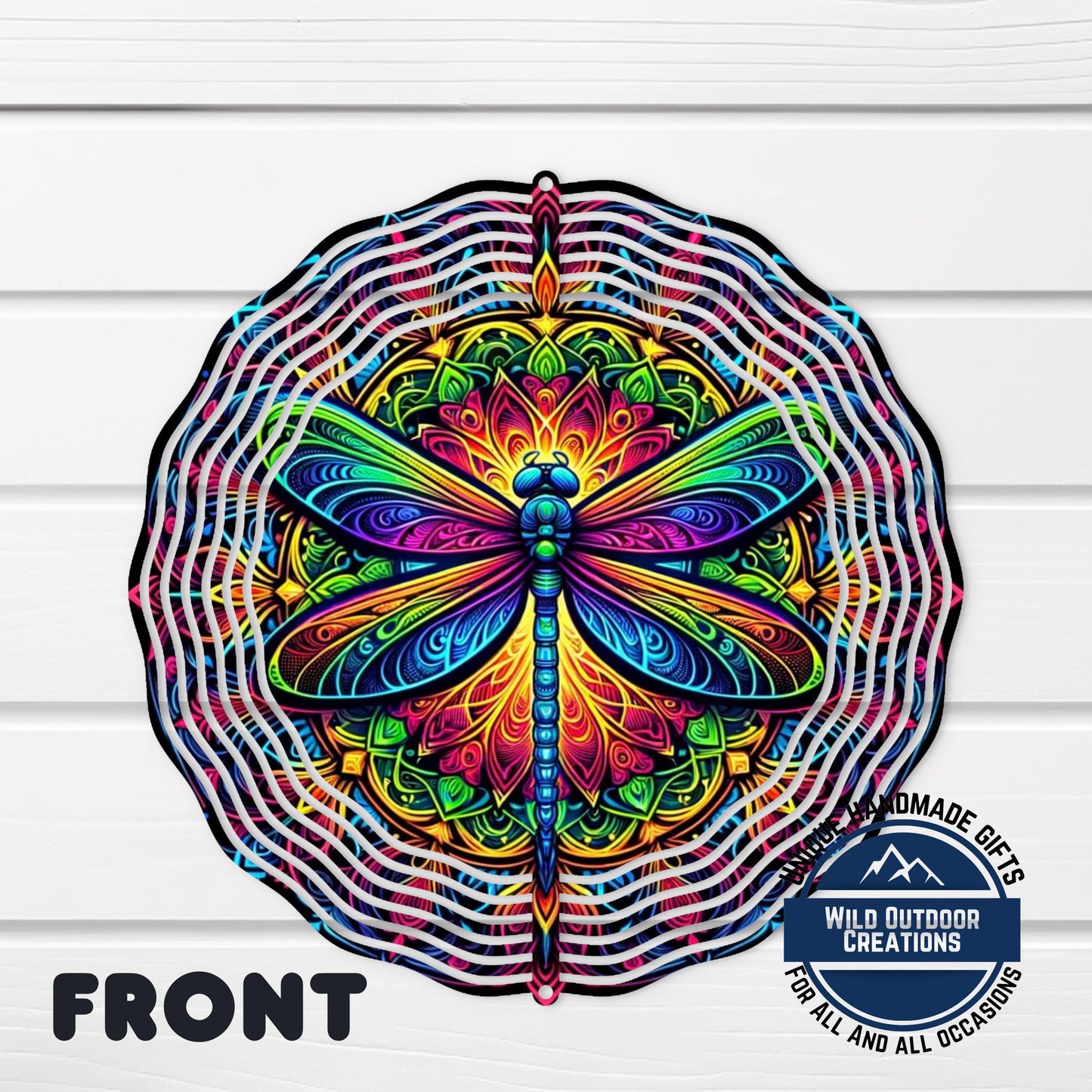 Dragonfly Wind Spinner - Vibrant Rainbow Neon Garden Decor With 360 Degree Swivel