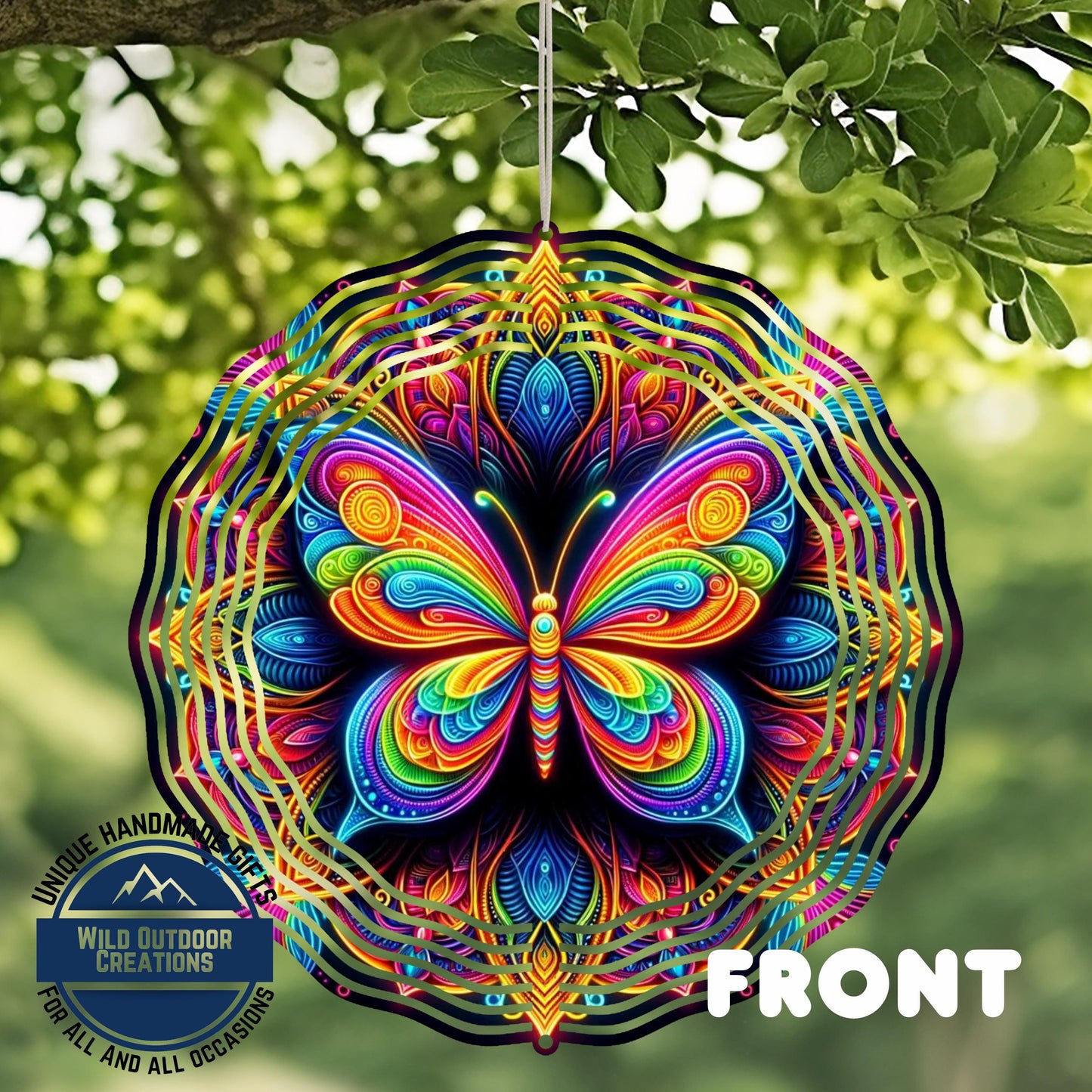 Butterfly Wind Spinner - Neon Rainbow Outdoor Garden Decor with 360° Swivel Hook