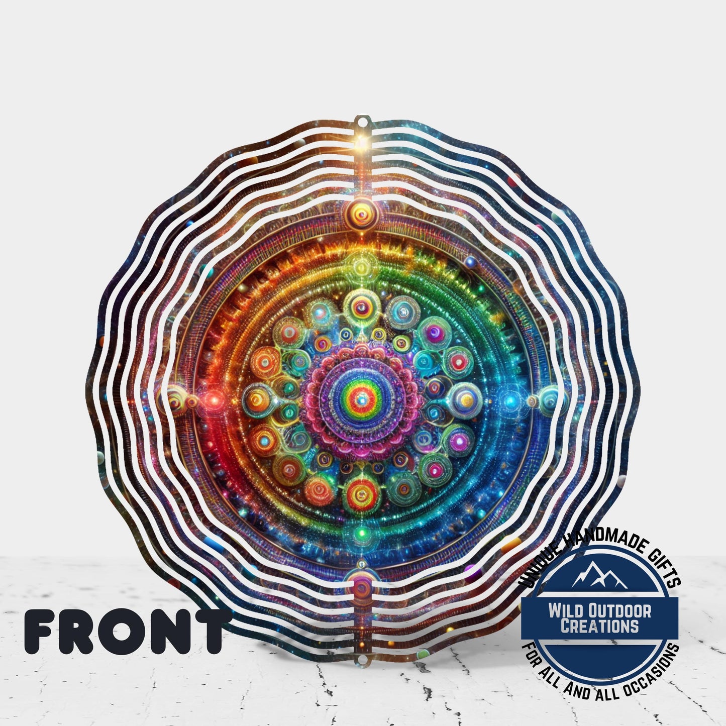 Neon Mandala Wind Spinner - Boho Garden Decor | Double Sided Aluminum Spinner