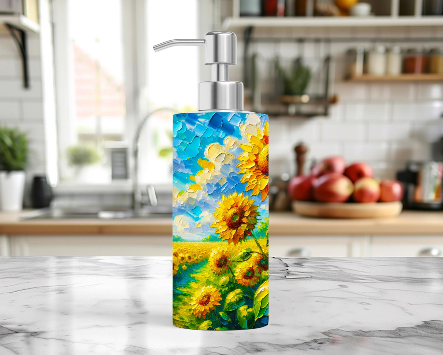 Stainless Steel Soap Pump Dispenser for 18oz Sunflower Lotion - Stylish Bathroom  Kitchen Decor Gift for Teachers Moms and Hostesses