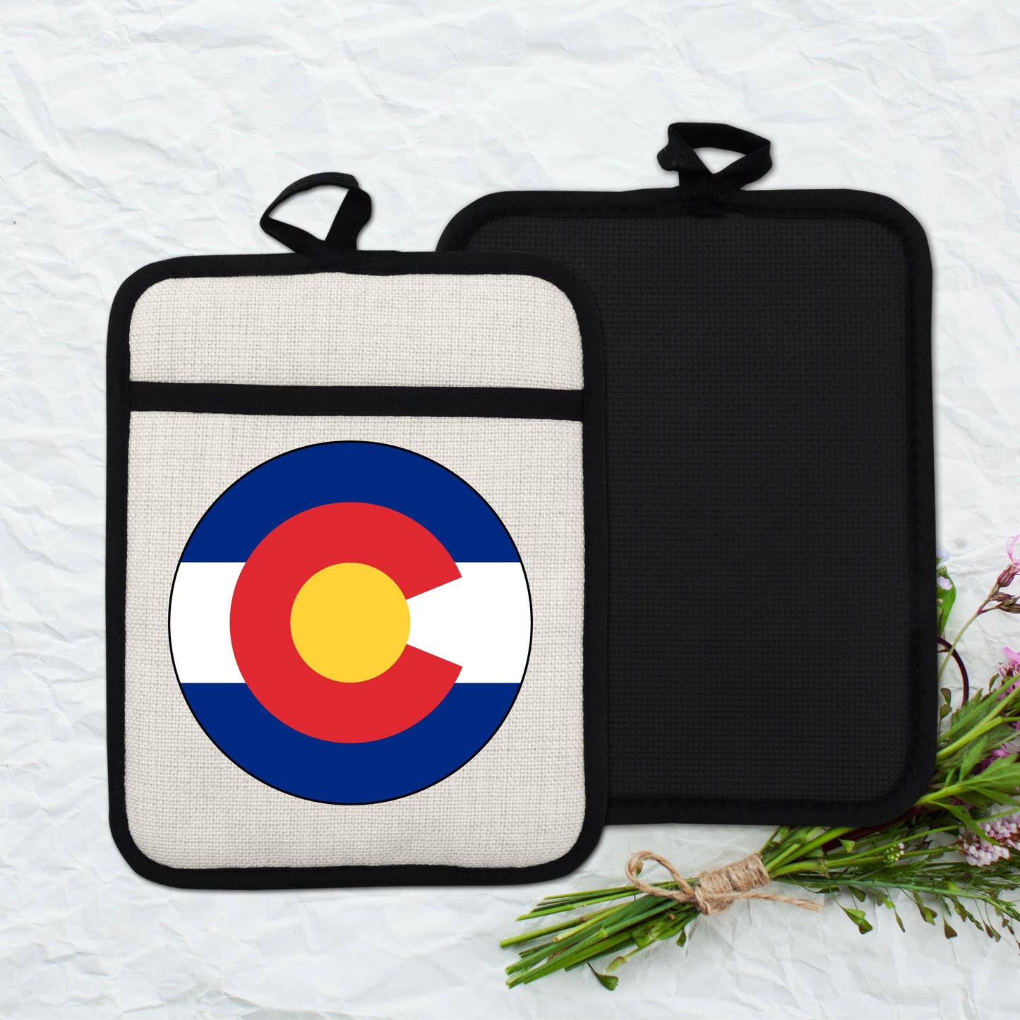 Colorado State Flag Pot Holder – Durable Linen & Silicone Kitchen Grip 9x7 Inches