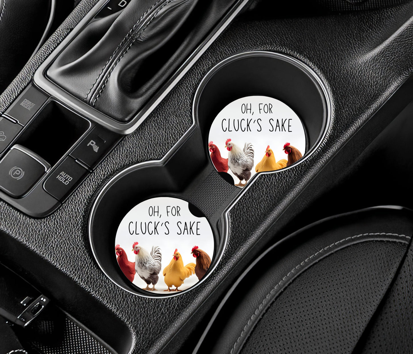 Funny Chicken Car Coaster - Absorbent Sandstone Cup Mat for Vehicles