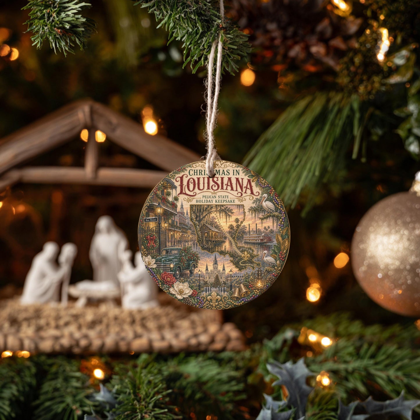 Louisiana Christmas Ornament | French Quarter Ceramic Keepsake
