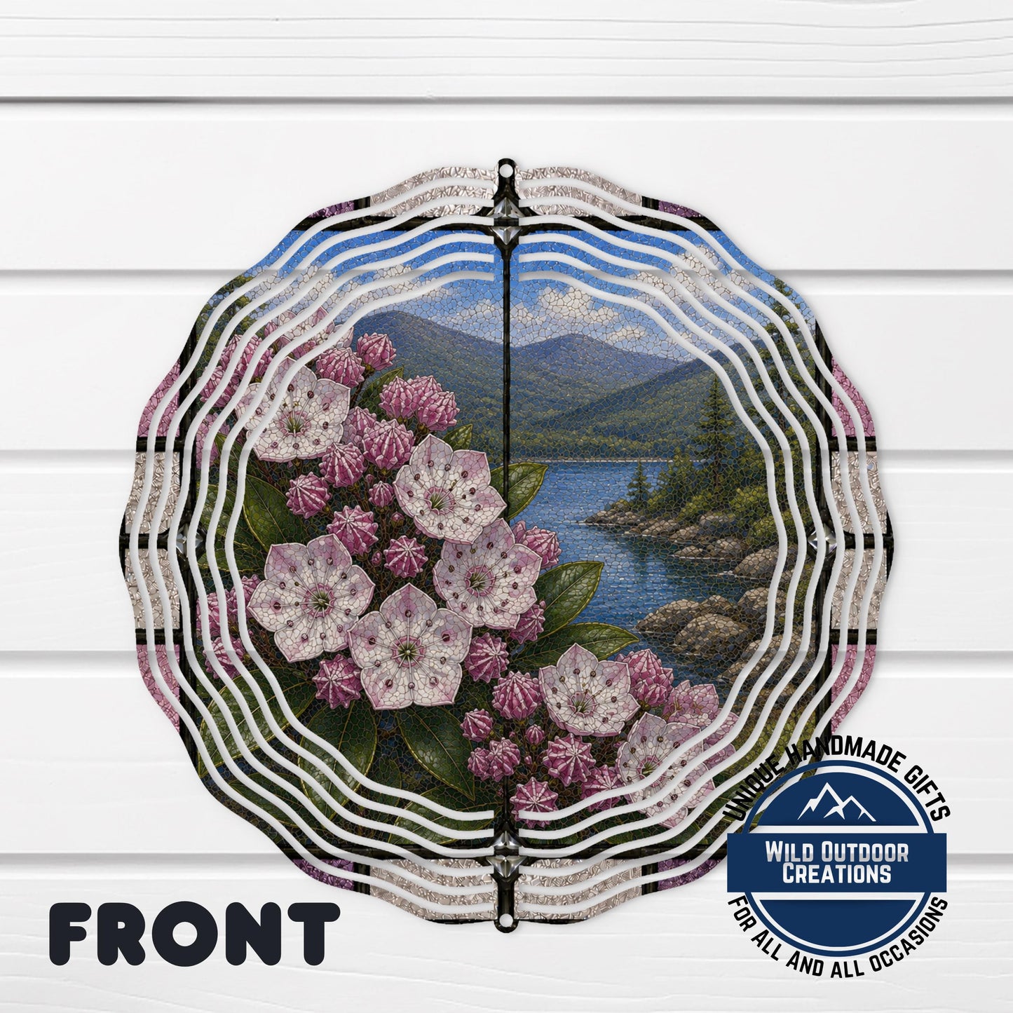 Mountain Laurel Wind Spinner - Connecticut State Flower Aluminum Garden Spinner, UV Protected
