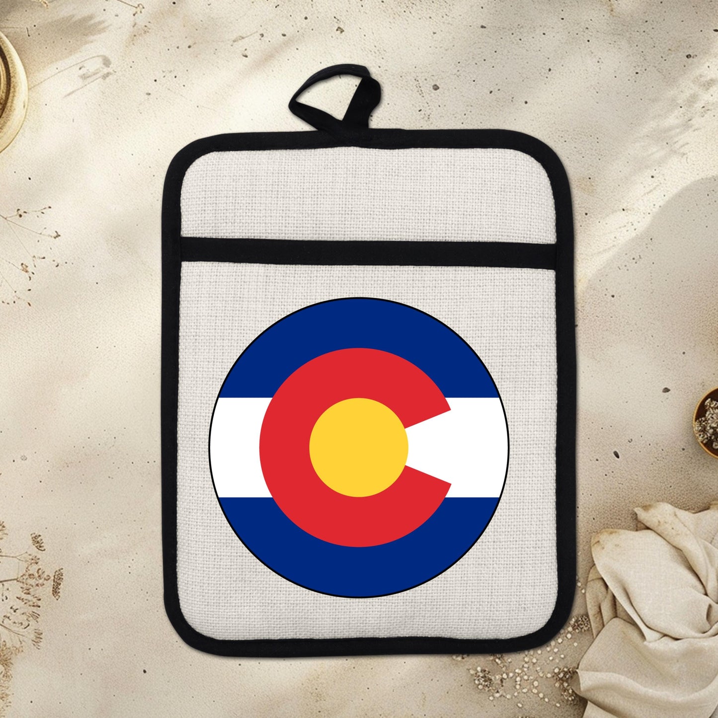 Colorado State Flag Pot Holder – Durable Linen & Silicone Kitchen Grip 9x7 Inches