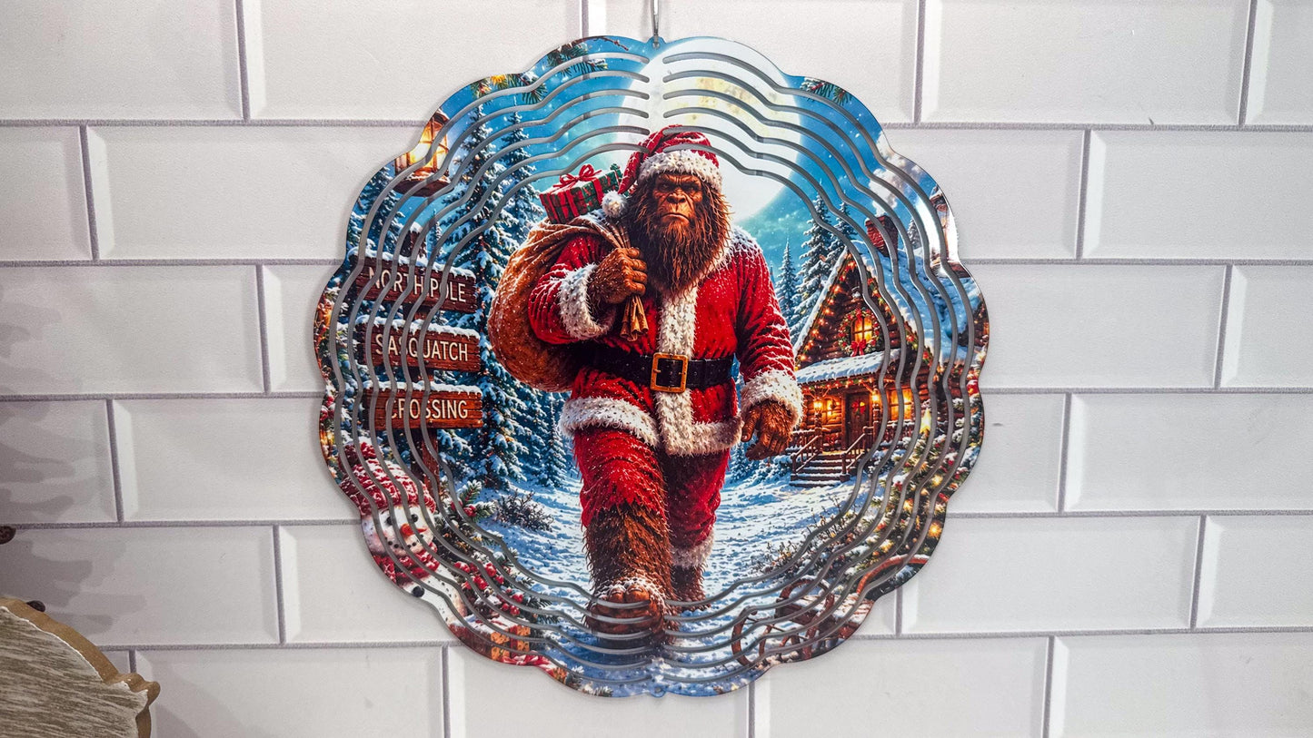Bigfoot Santa Wind Spinner, 360 Swivel, Indoor Outdoor, 10 Inch