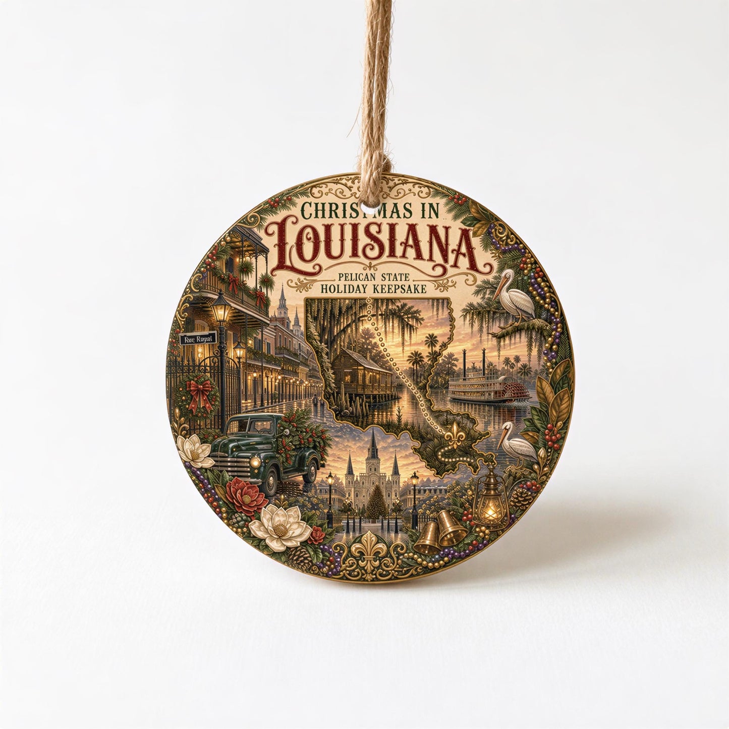 Louisiana Christmas Ornament | French Quarter Ceramic Keepsake