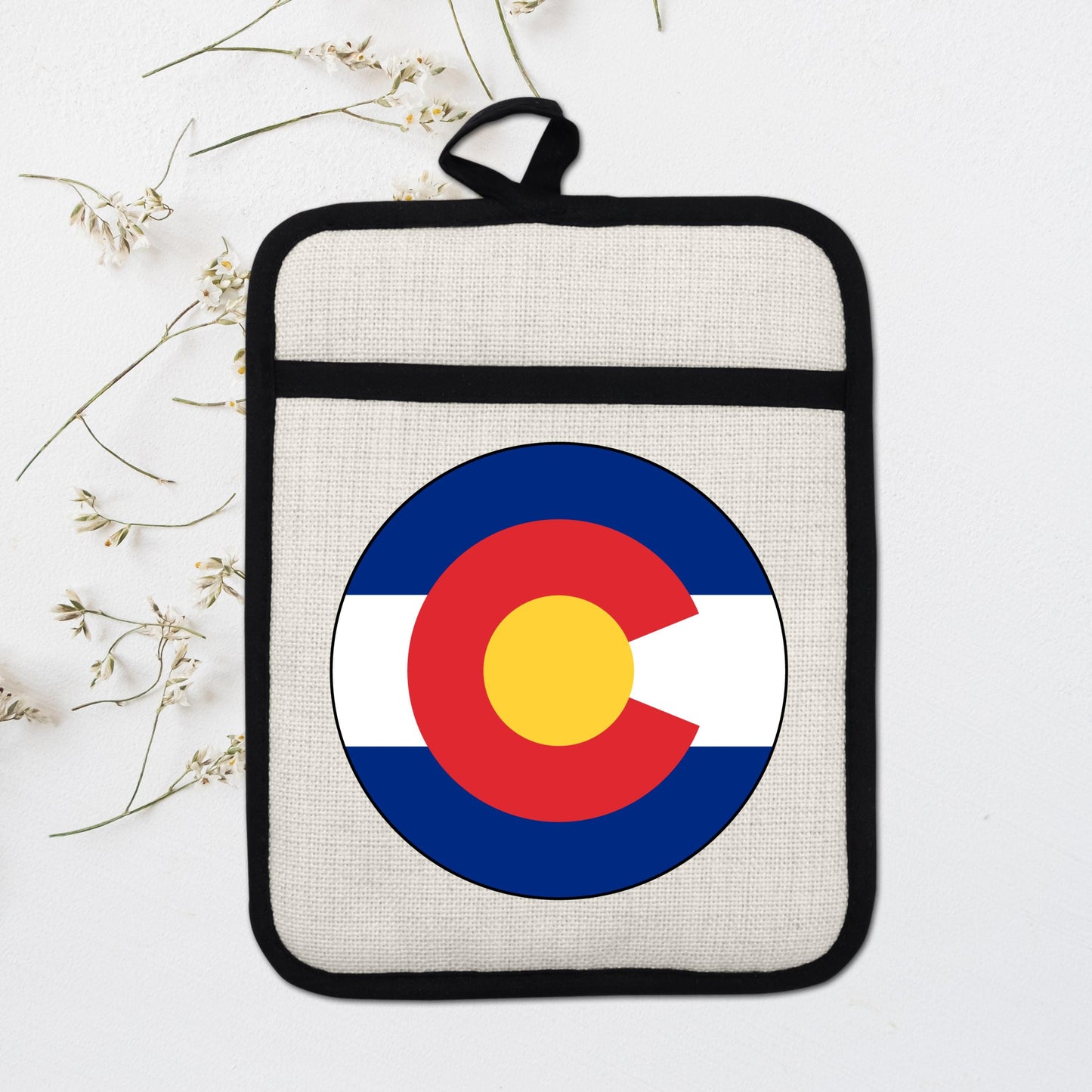 Colorado State Flag Pot Holder – Durable Linen & Silicone Kitchen Grip 9x7 Inches