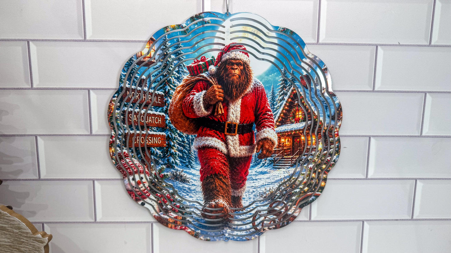 Bigfoot Santa Wind Spinner, 360 Swivel, Indoor Outdoor, 10 Inch