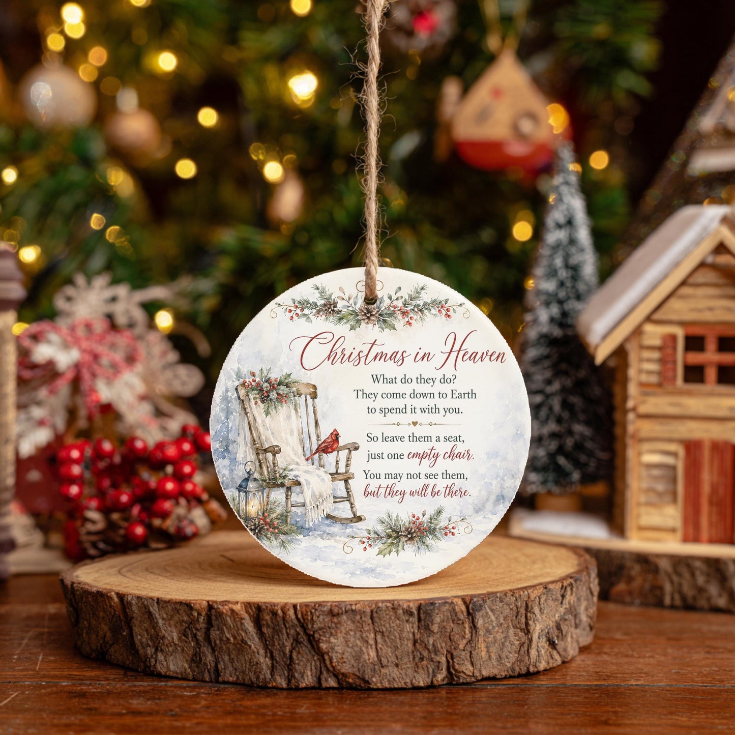 Memorial Ornament, Christmas In Heaven Ceramic Cardinal Keepsake