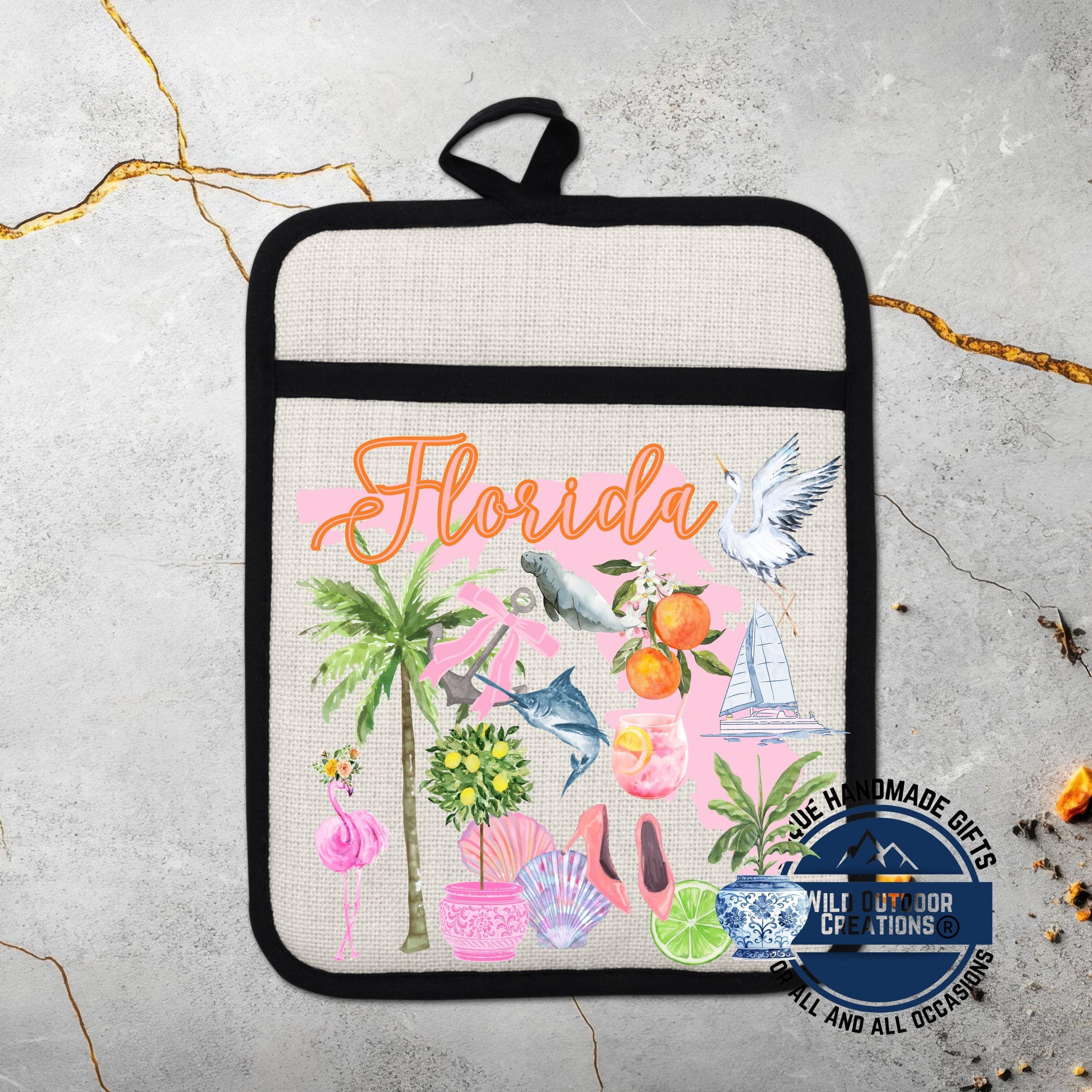 Florida Pot Holder – Non Slip Silicone Pocket Potholder | Coastal Kitchen Gift - lifestyle view