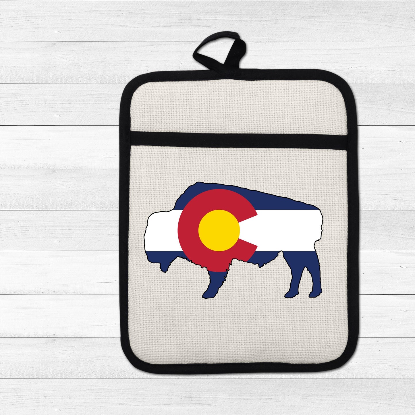 Bison Pot Holder – Colorado Pot Holder With Linen & Silicone, Heat Resistant Trivet