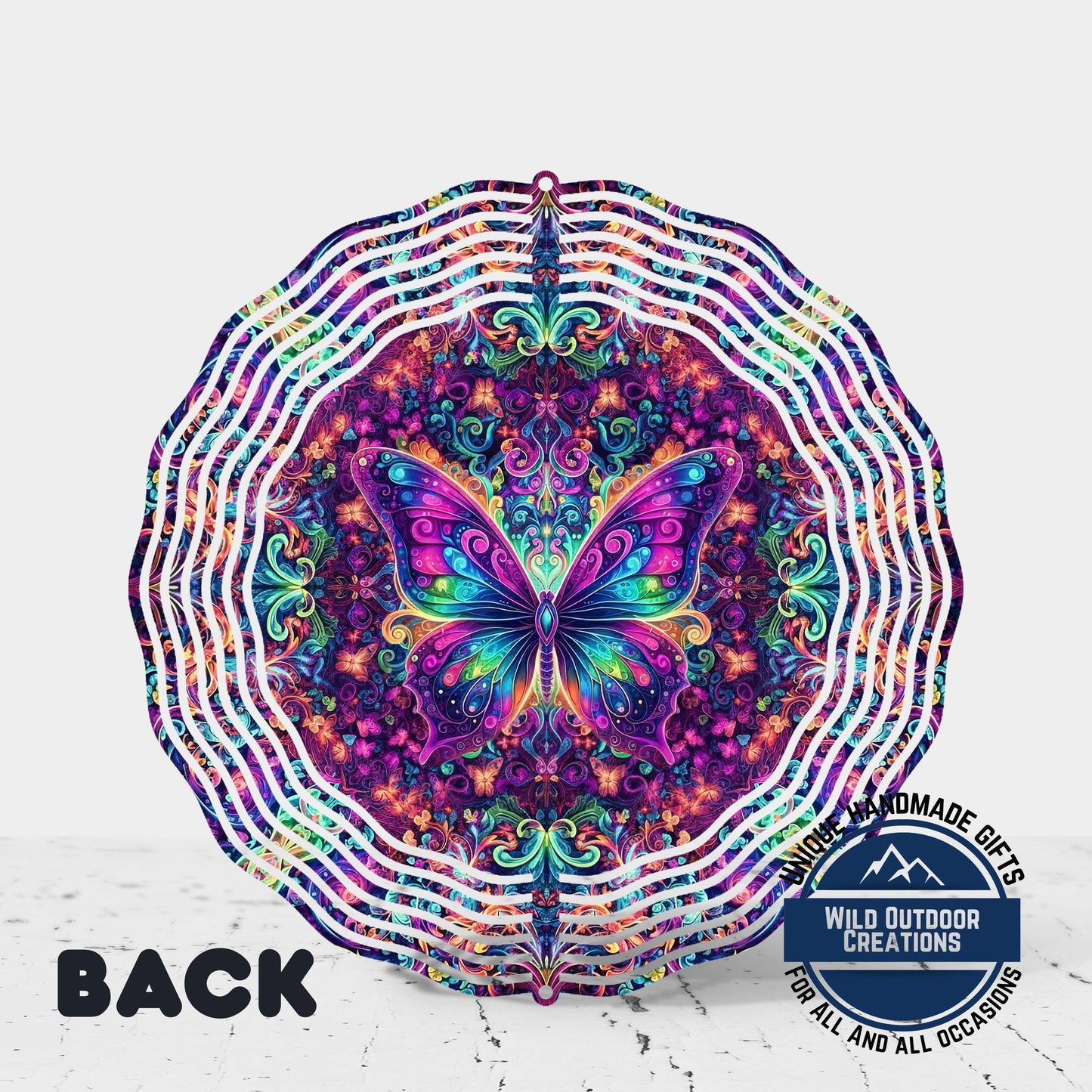 Psychedelic Butterfly Spinner - 10 Inch Outdoor Wind Spinner with 360° Swivel Hook