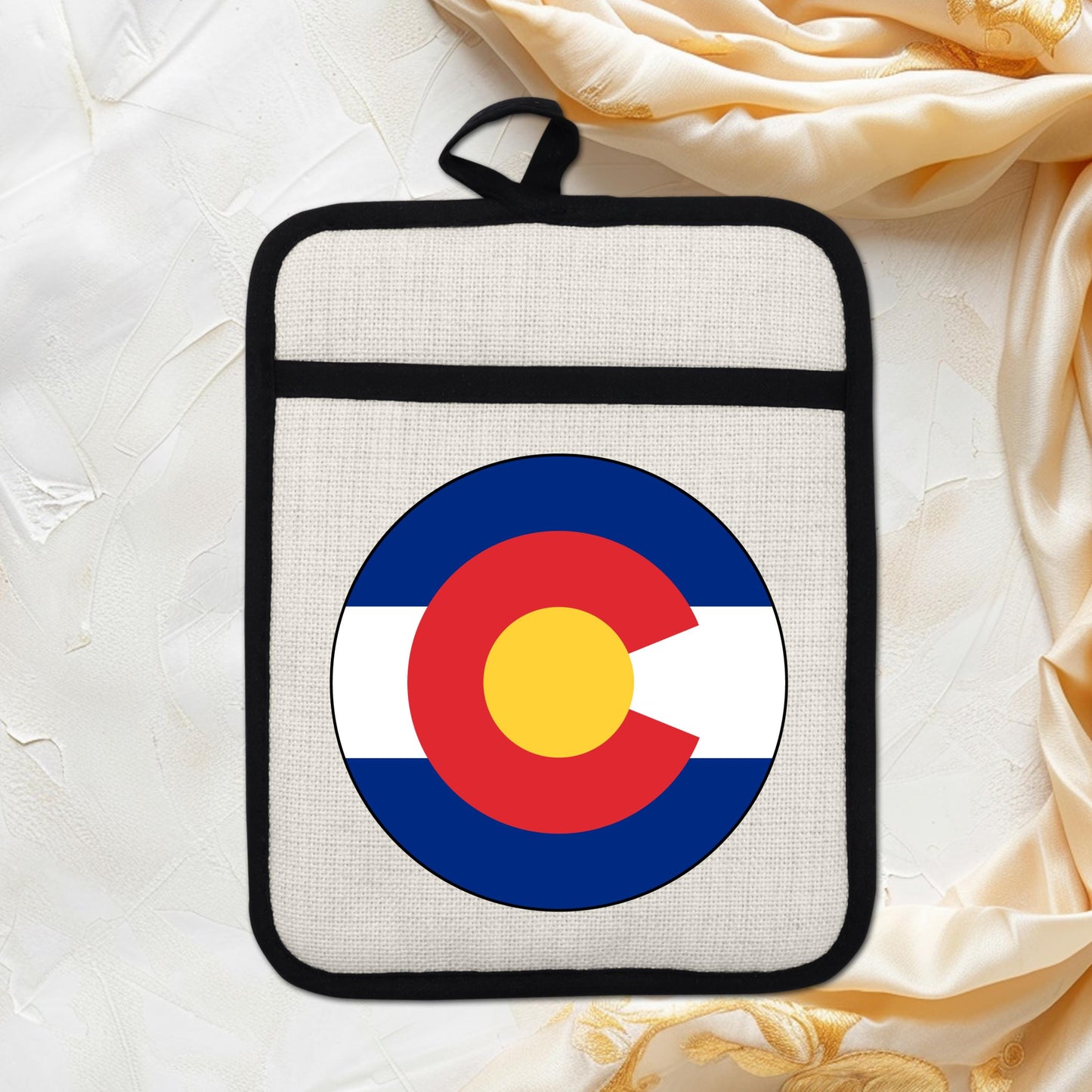 Colorado State Flag Pot Holder – Durable Linen & Silicone Kitchen Grip 9x7 Inches