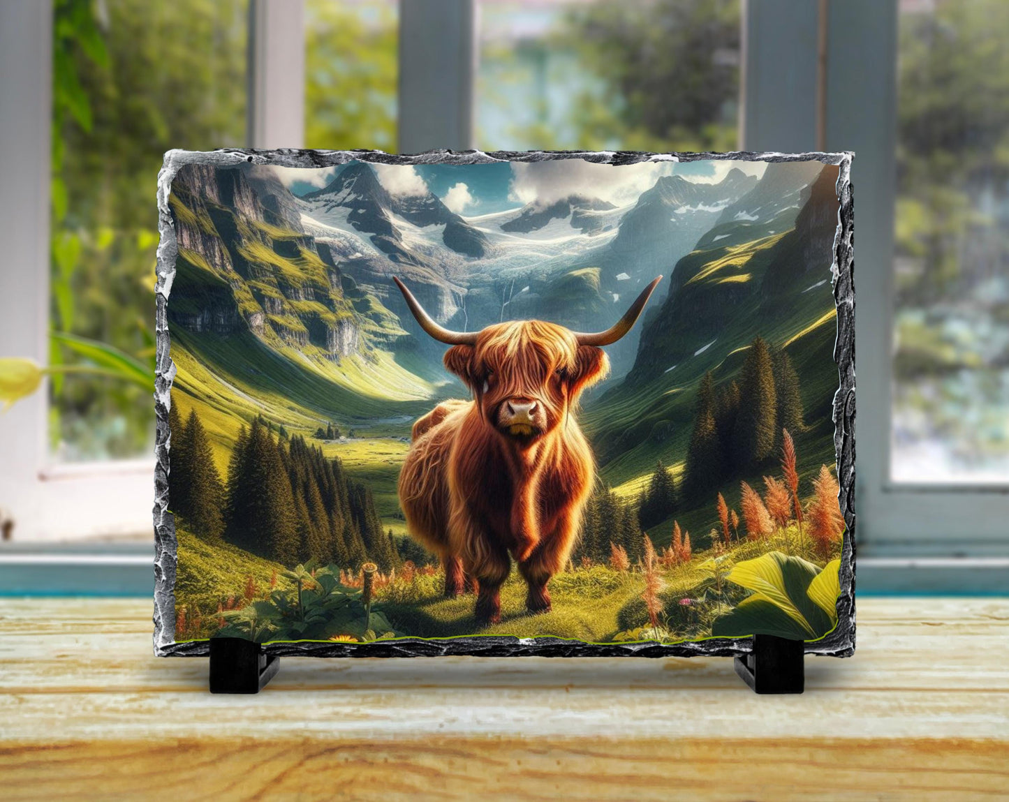 Highland Cow Plaque – Rustic Farmhouse Decor With Durable Slate Art