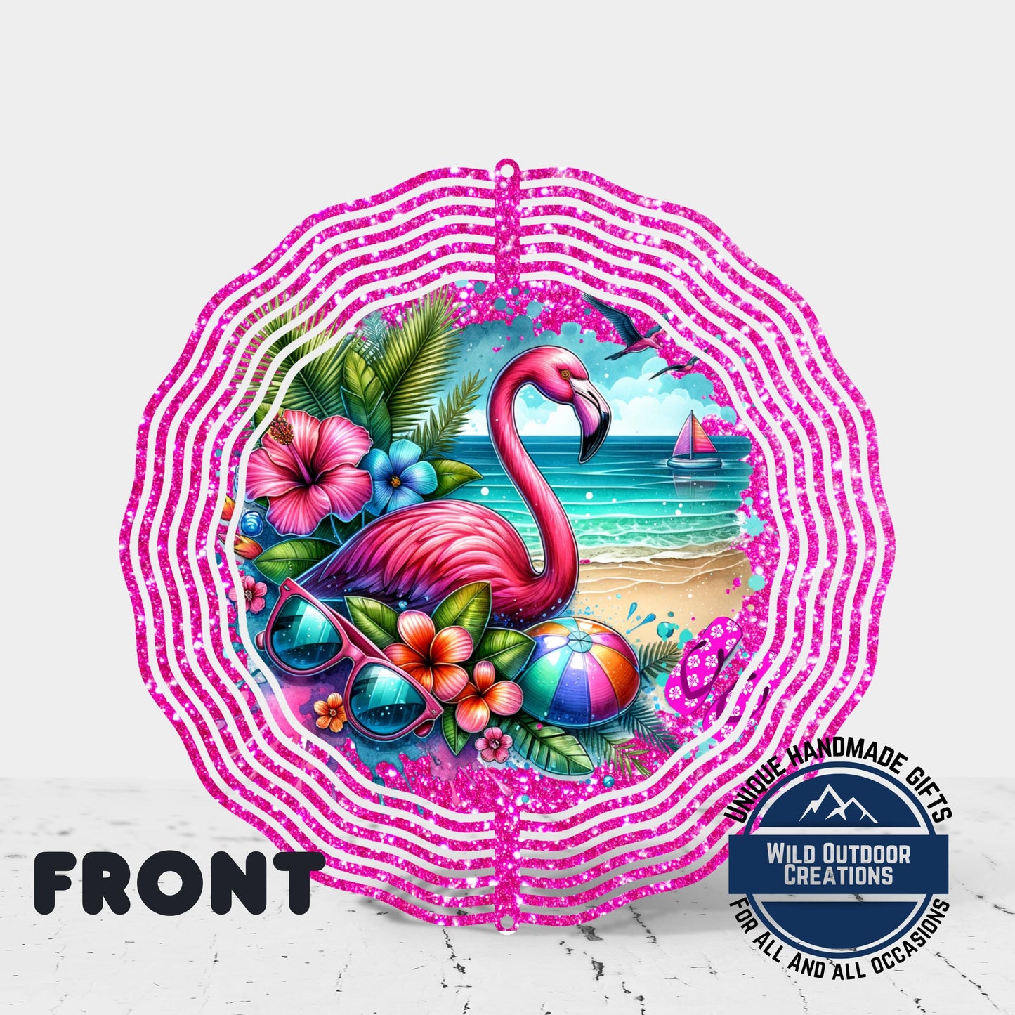 Flamingo Wind Spinner - Double Sided Aluminum Outdoor Garden Art with 360° Swivel
