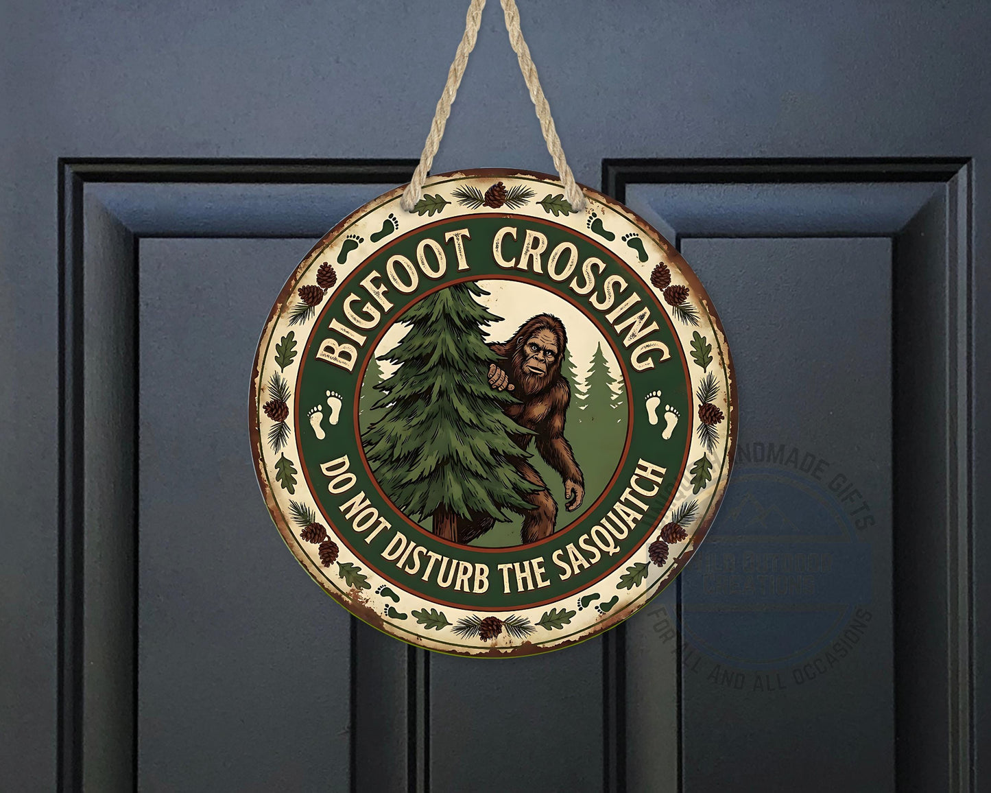 Bigfoot Crossing Sign - Rustic Cabin Decor | Weather Resistant Outdoor Porch Sign