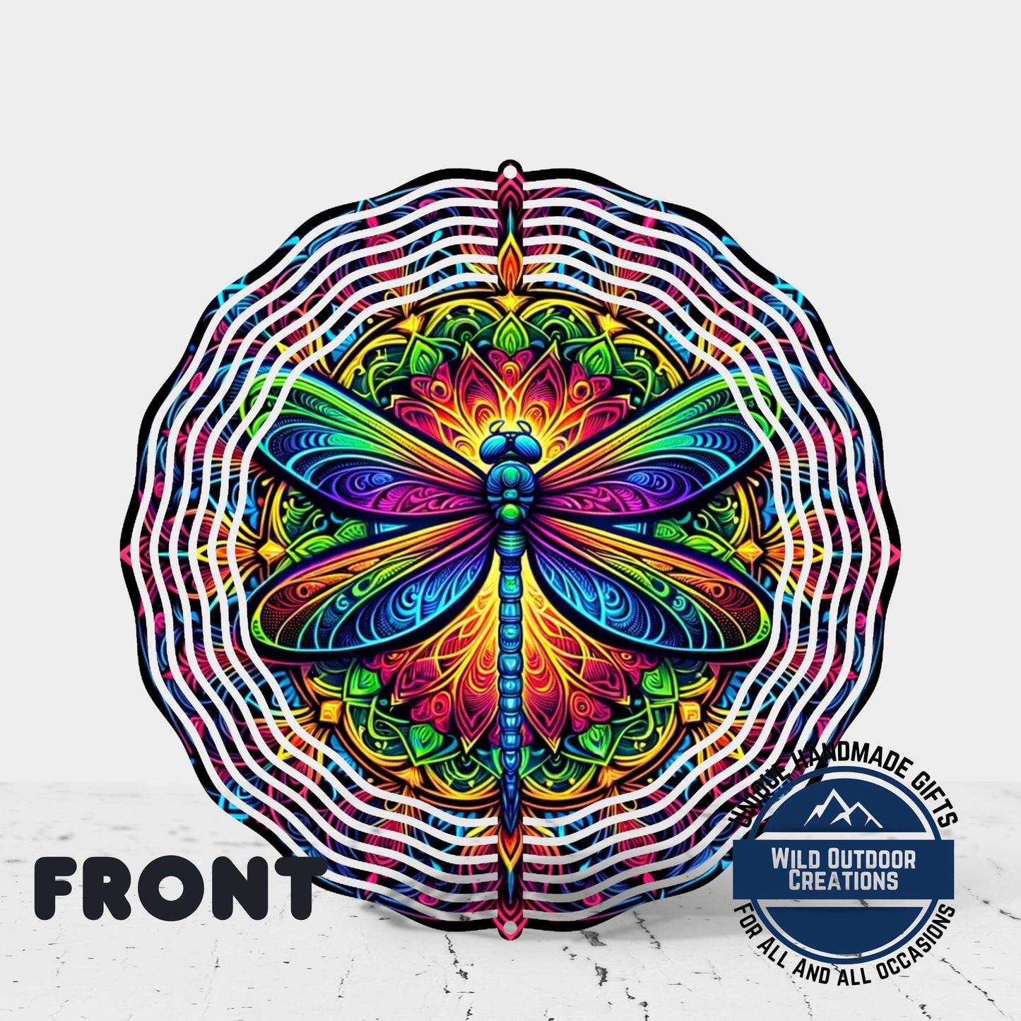 Dragonfly Wind Spinner - Vibrant Rainbow Neon Garden Decor With 360 Degree Swivel