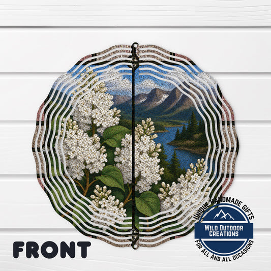 Wind Spinner Garden Decor - Aluminum Connecticut State Flower Laurel Outdoor Art