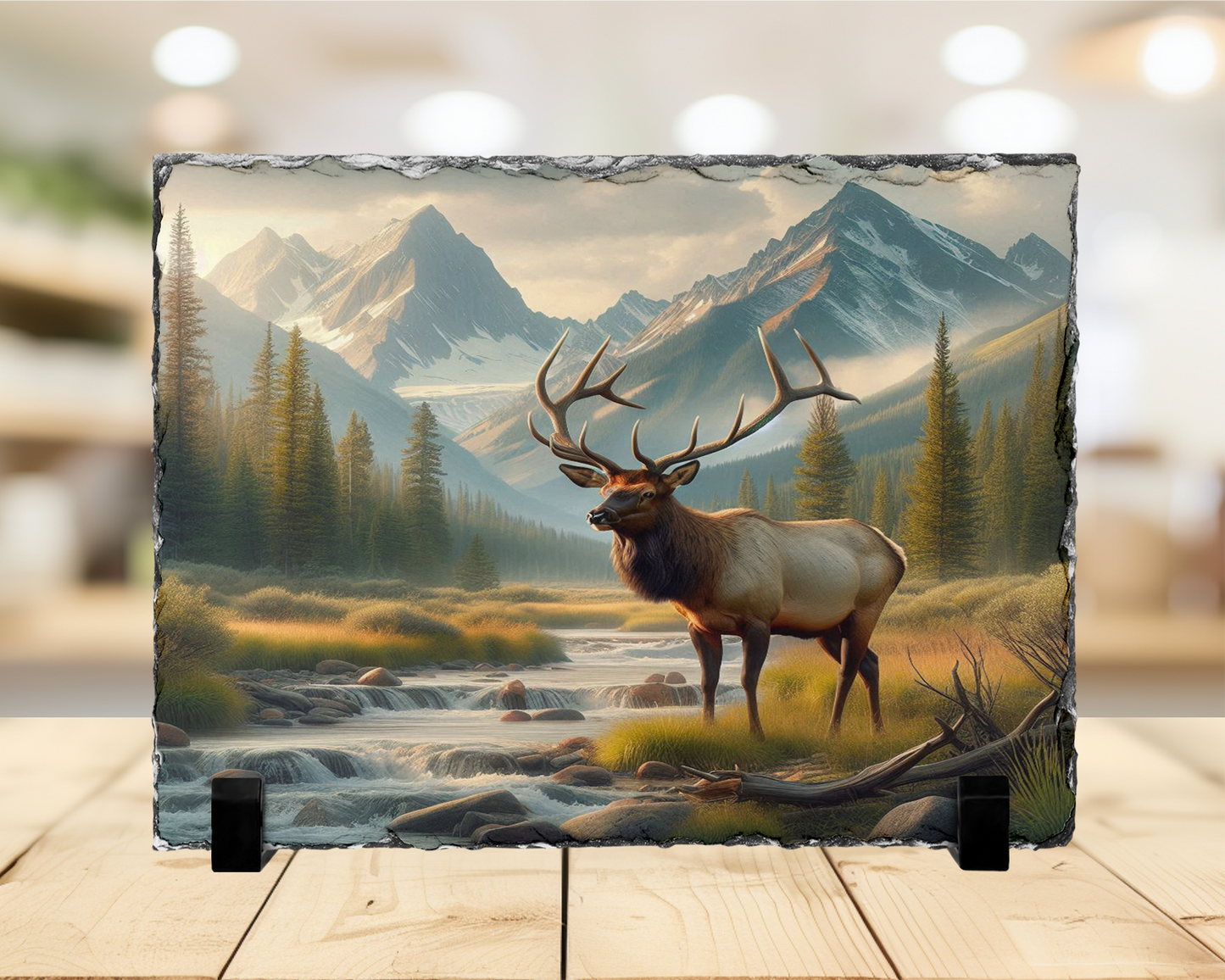 Nature Lover Gift, Elk River Scene Photo Slate