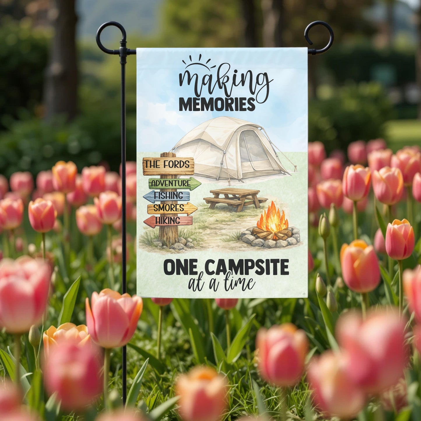 Personalized Camping Flag - Custom Tent Camping Garden Flag 12x18 Double Sided - size reference