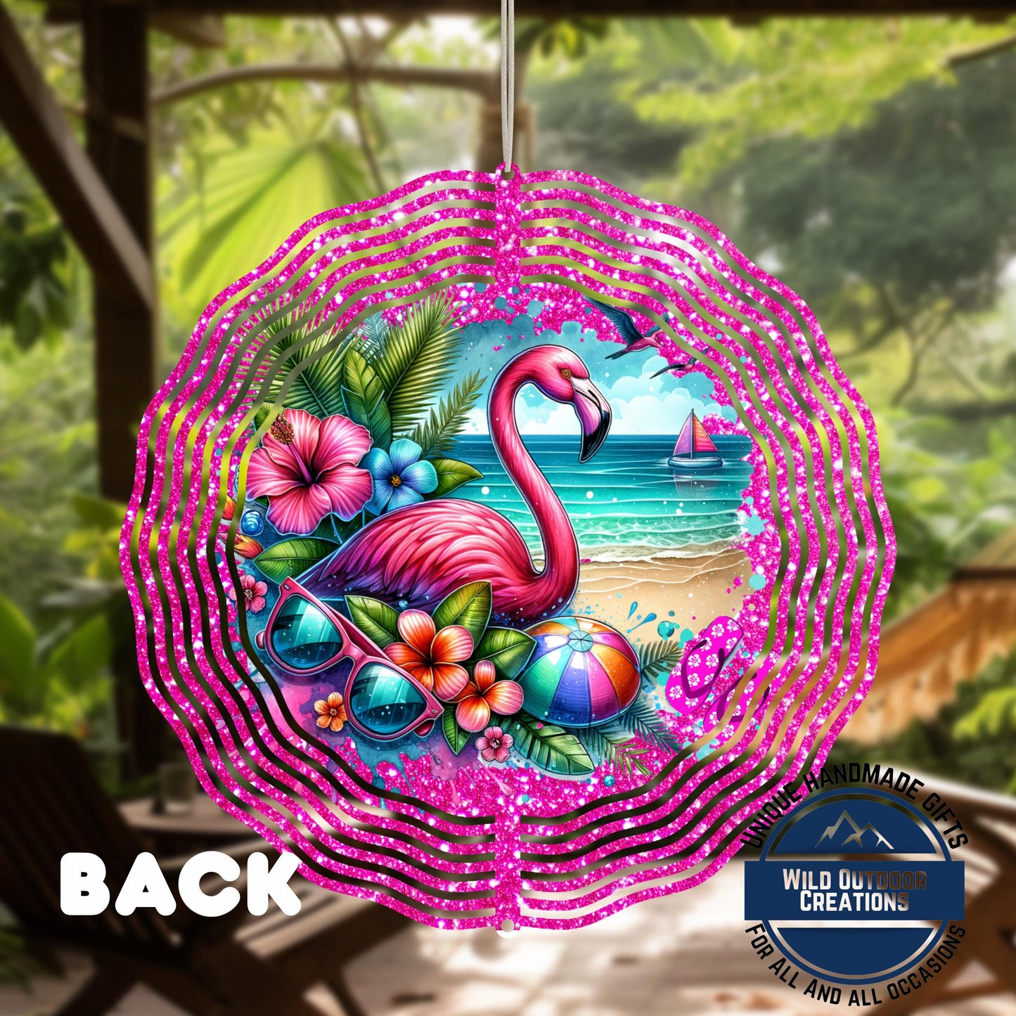 Flamingo Wind Spinner - Double Sided Aluminum Outdoor Garden Art with 360° Swivel