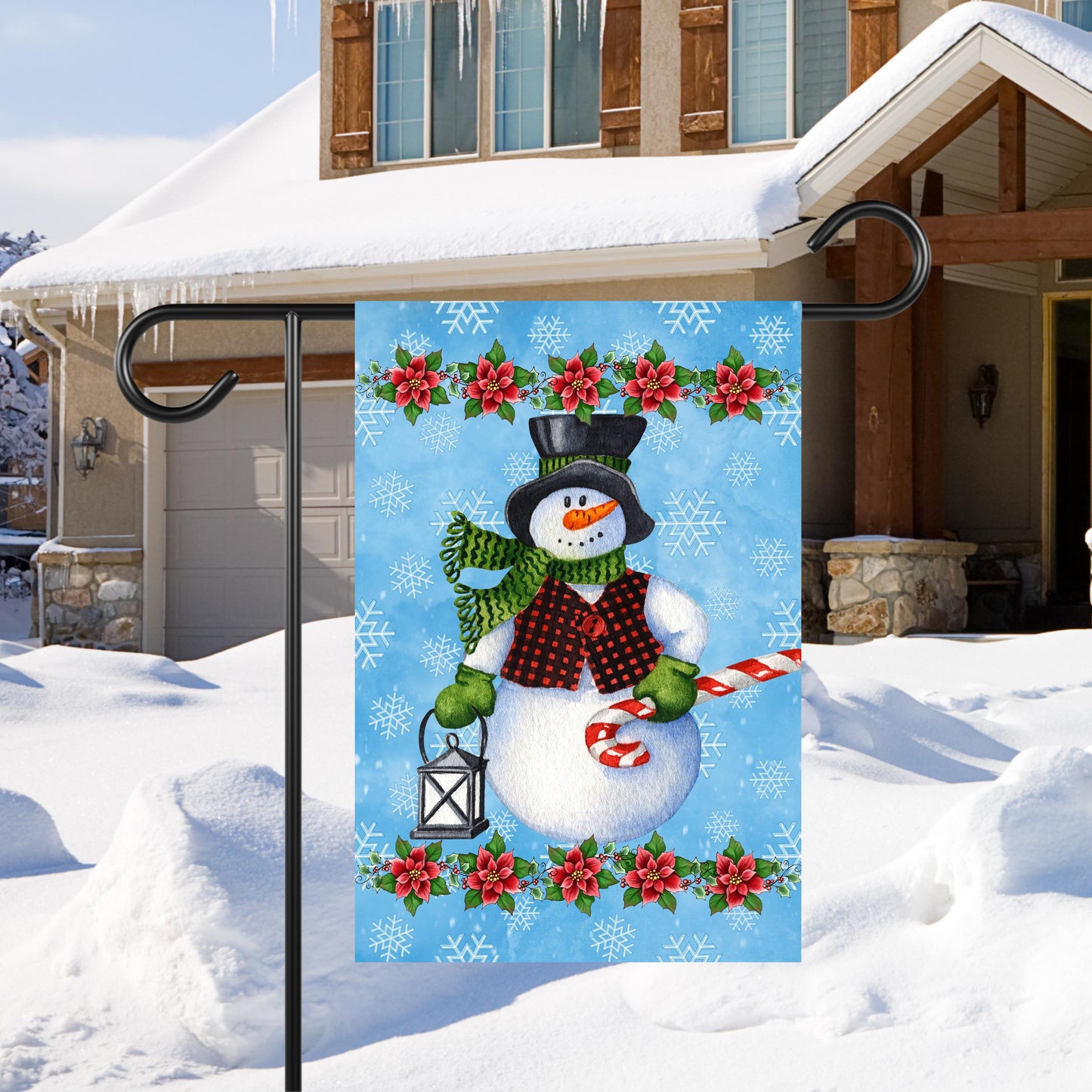 Festive Snowman Garden Flag 12x18 Inch - Holiday Decor for Snowman Lovers