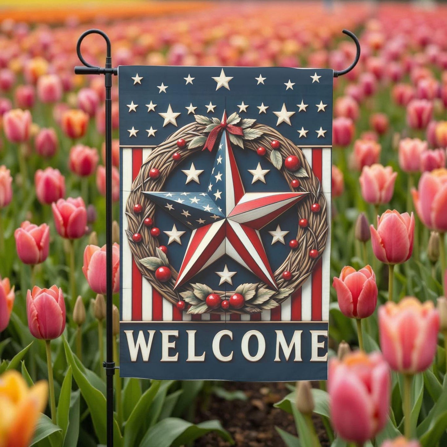 Patriotic Garden Flag - Americana Barn Star Design | Double Sided 12x18 Sublimation