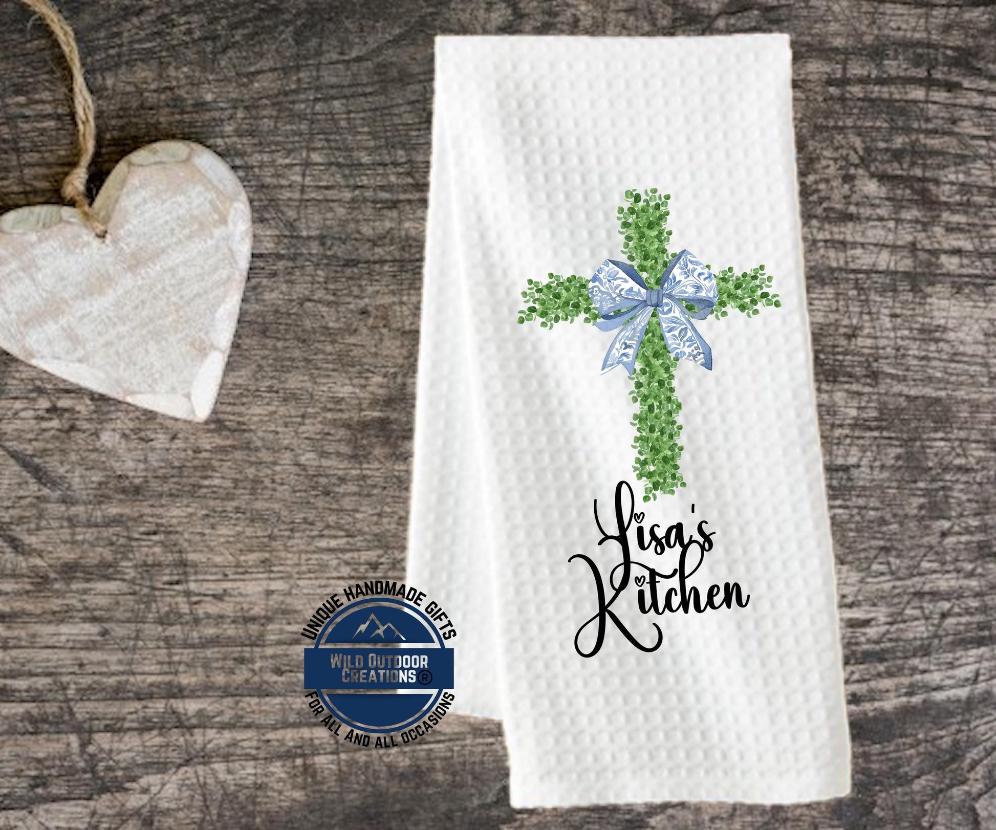 Personalized Kitchen Towel - Custom Name Cross Waffle Weave Easter Gift - additional product photo 14