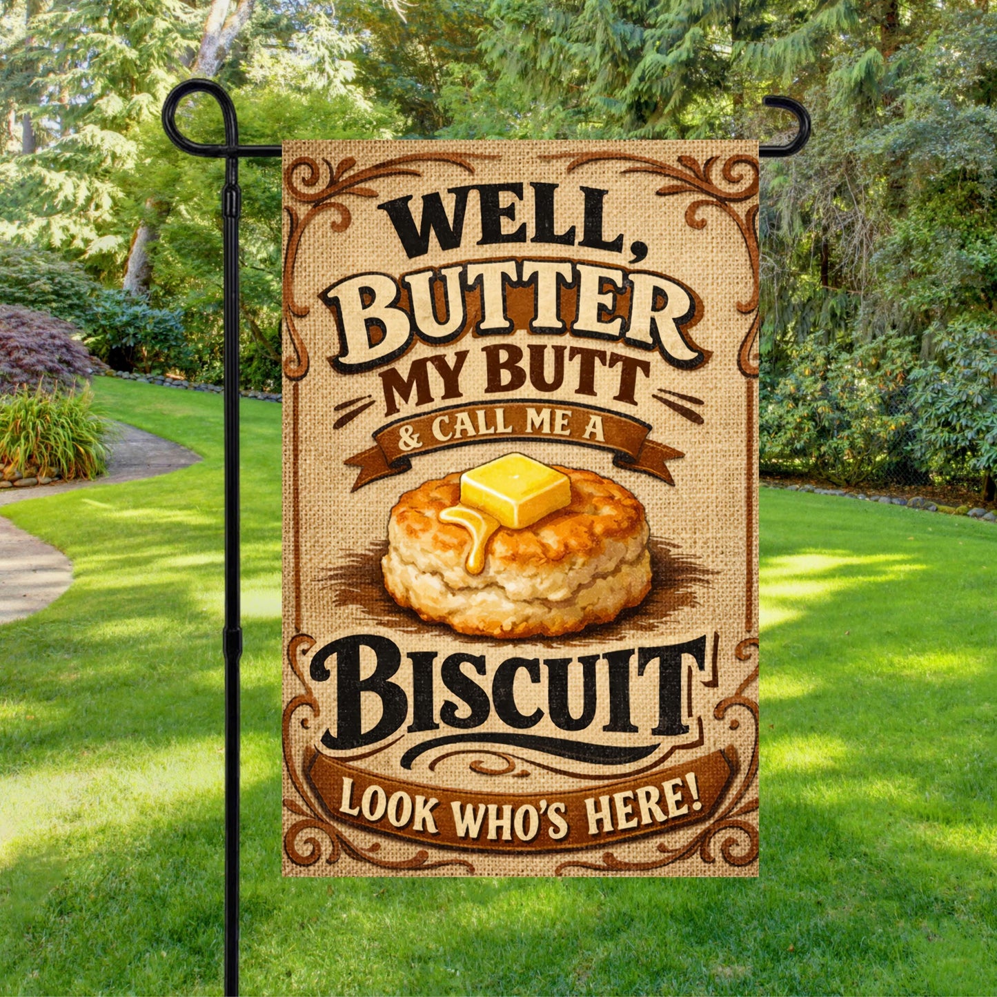 Southern Garden Flag – Funny Biscuit Flag Gift | Farmhouse Decor, UV Protected - detail view