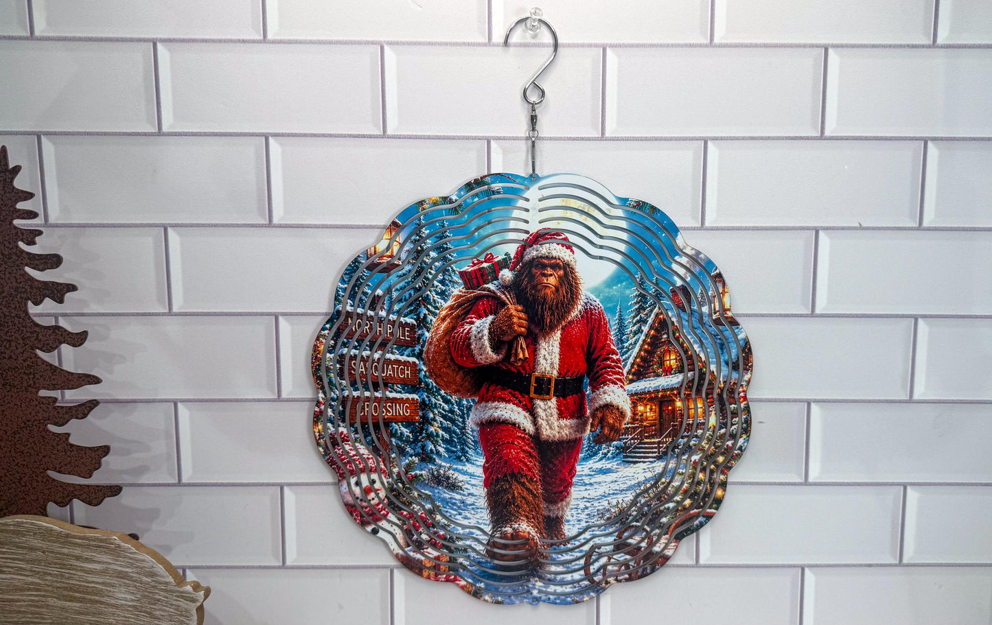 Bigfoot Santa Wind Spinner, 360 Swivel, Indoor Outdoor, 10 Inch