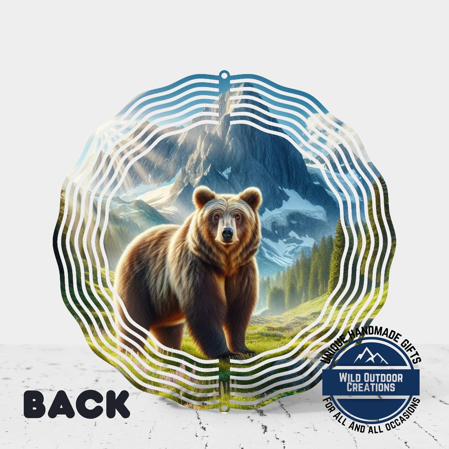 Bear Mountain Wind Spinner - Outdoor Wind Spinner, Double Sided Aluminum Garden Decor 10 Inch