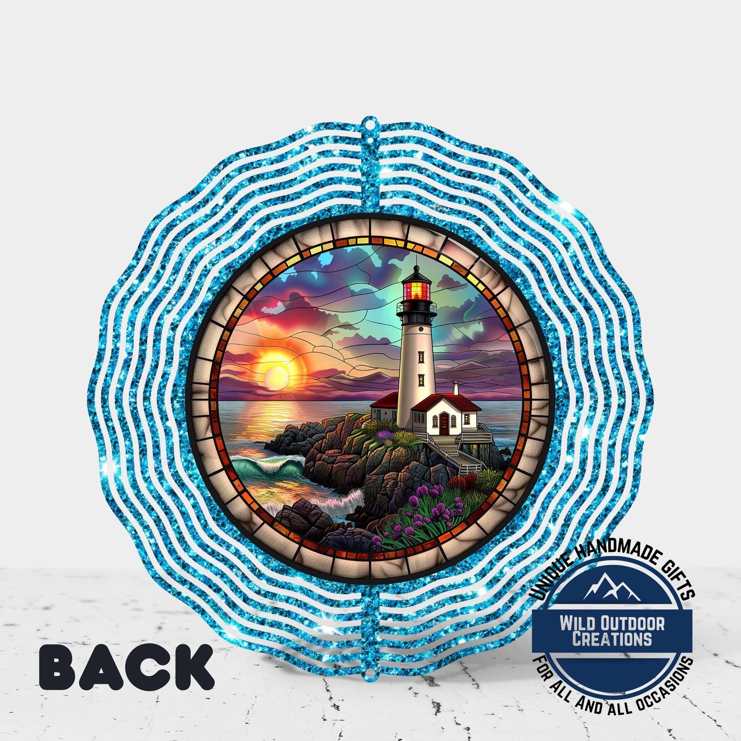 Lighthouse Wind Spinner - Double Sided Coastal Yard Art with 360 Swivel Hook - additional product photo 12
