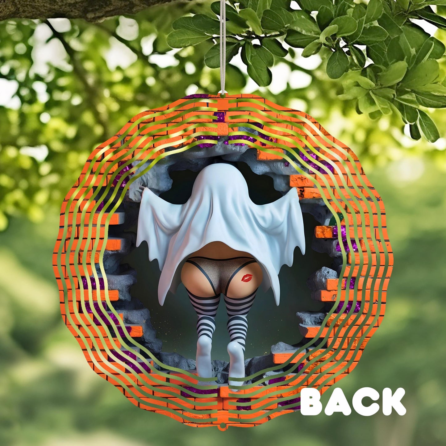 3D Ghost Wind Spinner for Outdoor Garden Decor - 10x10 Inch UV Protected 360 Rotation Perfect Spooky Season Gift with Heart Detail