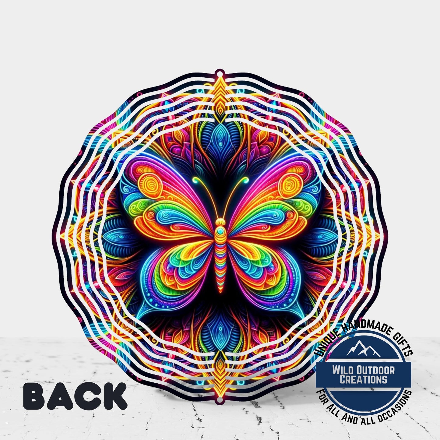 Butterfly Wind Spinner - Neon Rainbow Outdoor Garden Decor with 360° Swivel Hook