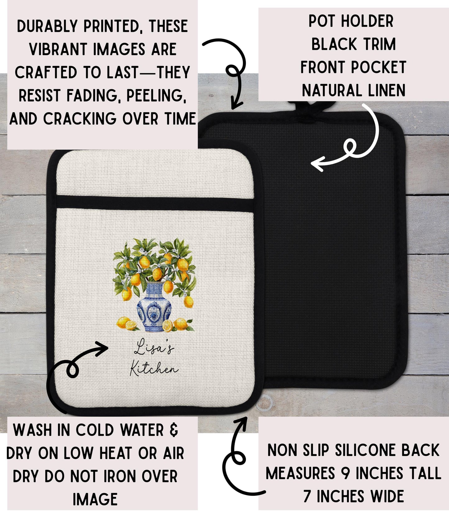 Personalized Autumn Bear Potholder with Pocket - 9x7 Non-Slip Silicone Baking Essential