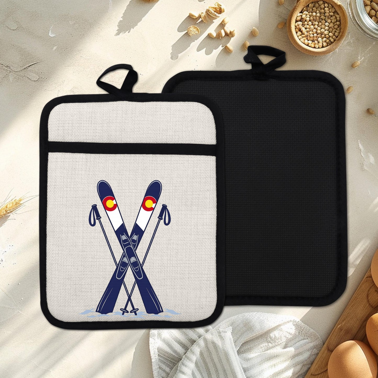 Ski Oven Mitt – Heat Resistant Silicone Pot Holder With Loop | Colorado Kitchen Decor