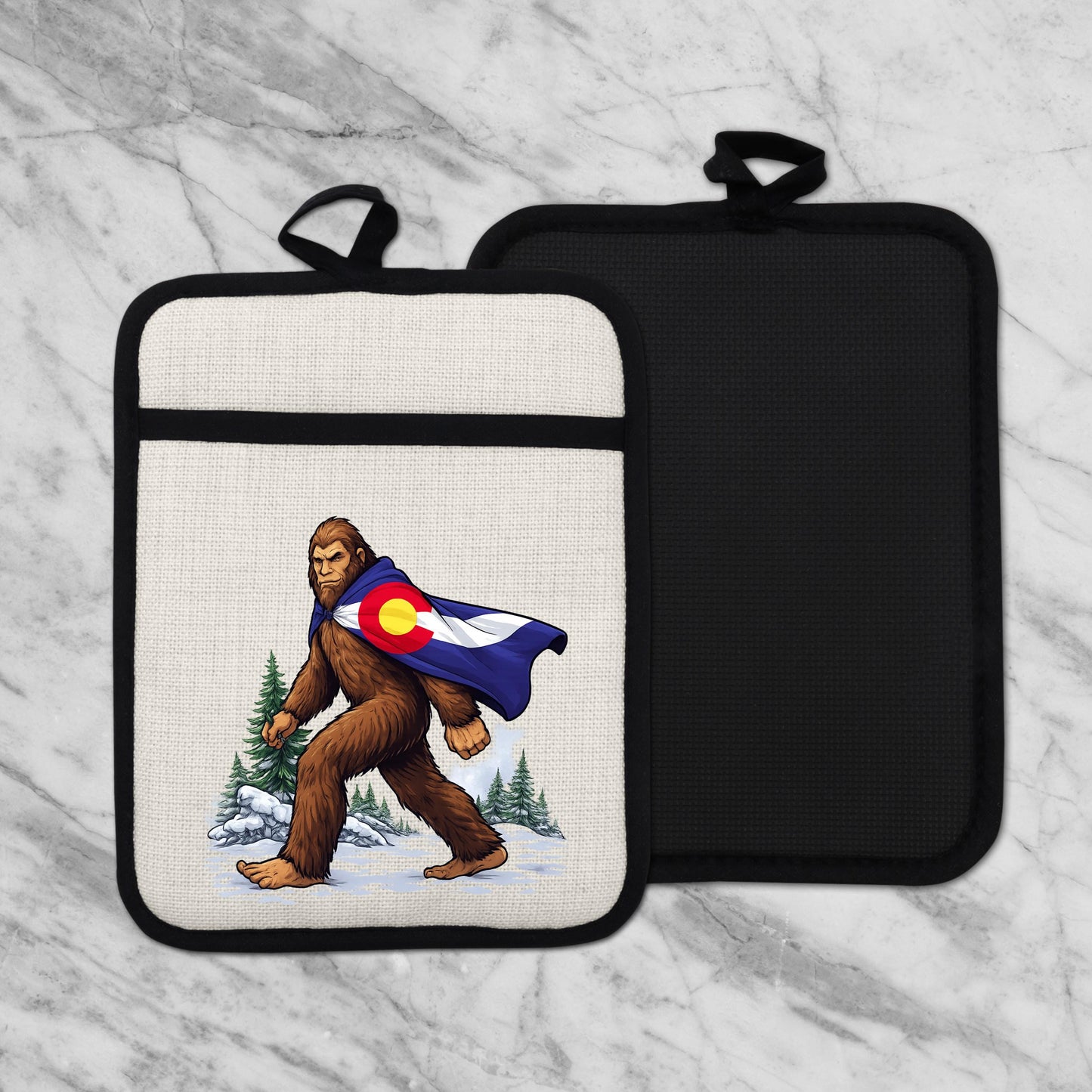 Sasquatch Pot Holder | Colorado Kitchen Decor - Bigfoot Oven Mitt & Heat Resistant Trivet - additional product photo 15