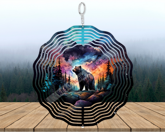 Northern Lights Bear 3D 10'in Wind Spinner, Gift for Bear Lover
