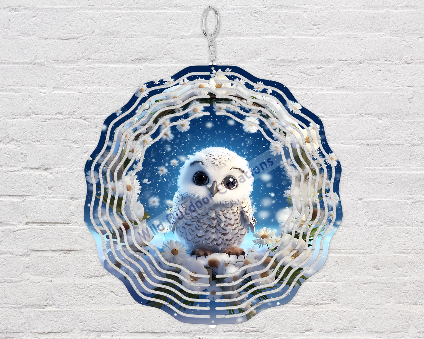 Winter Baby Owl 10' Inch 3d Wind Spinner