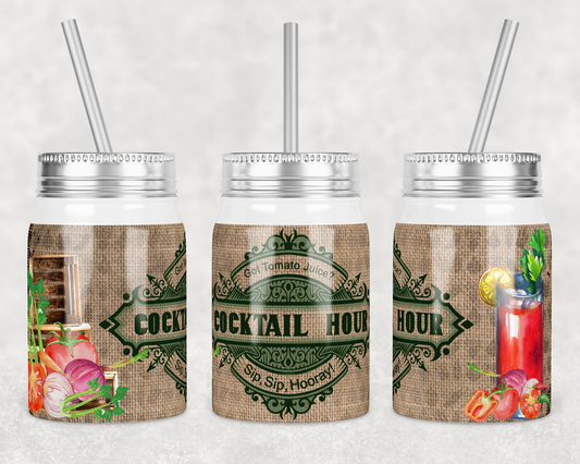 Cocktail Hour 17oz Insulated Mason Jar with Lid and Straw