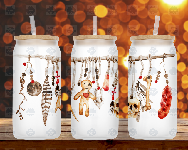 Creepy Cute 16oz Glass Iced Coffee Cup with Lid and Straw, Fall Tumbler Cups