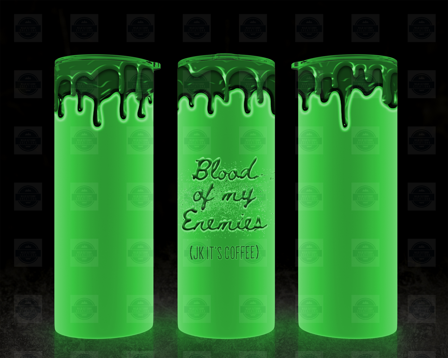 Blood of My Enemies Glow in Dark 20oz Skinny Tumbler with Straw and Lid