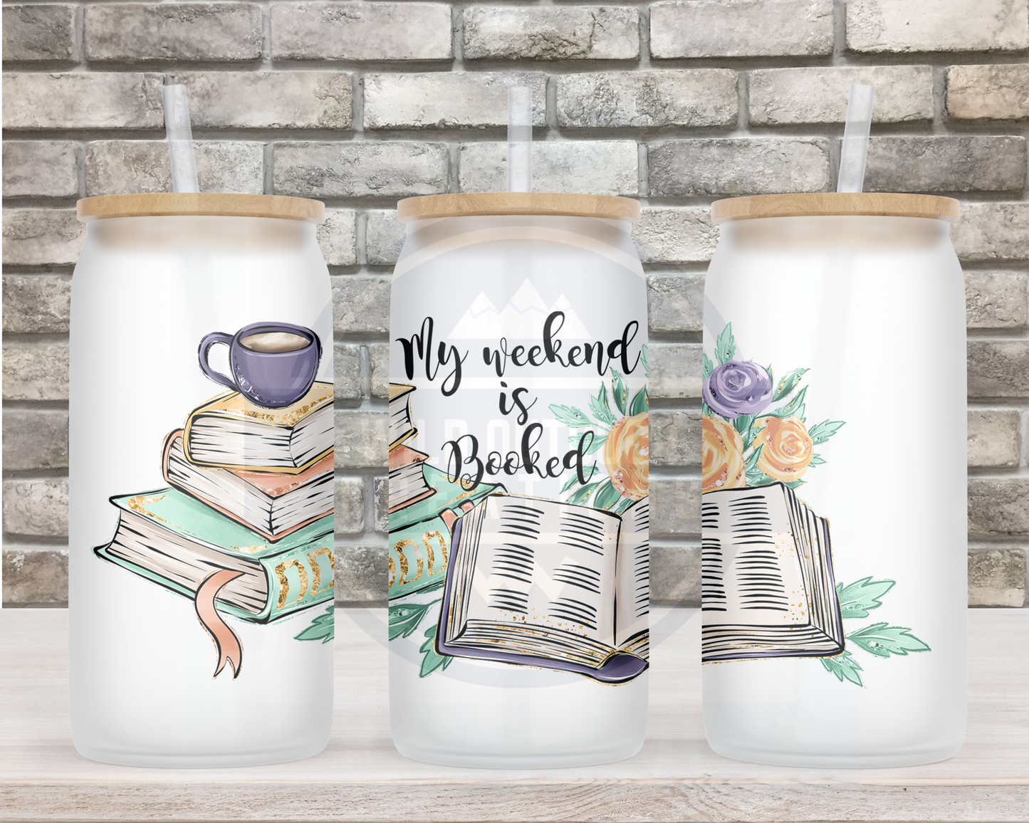 Book Lover 16oz Glass Iced Coffee Cup with Lid and Straw