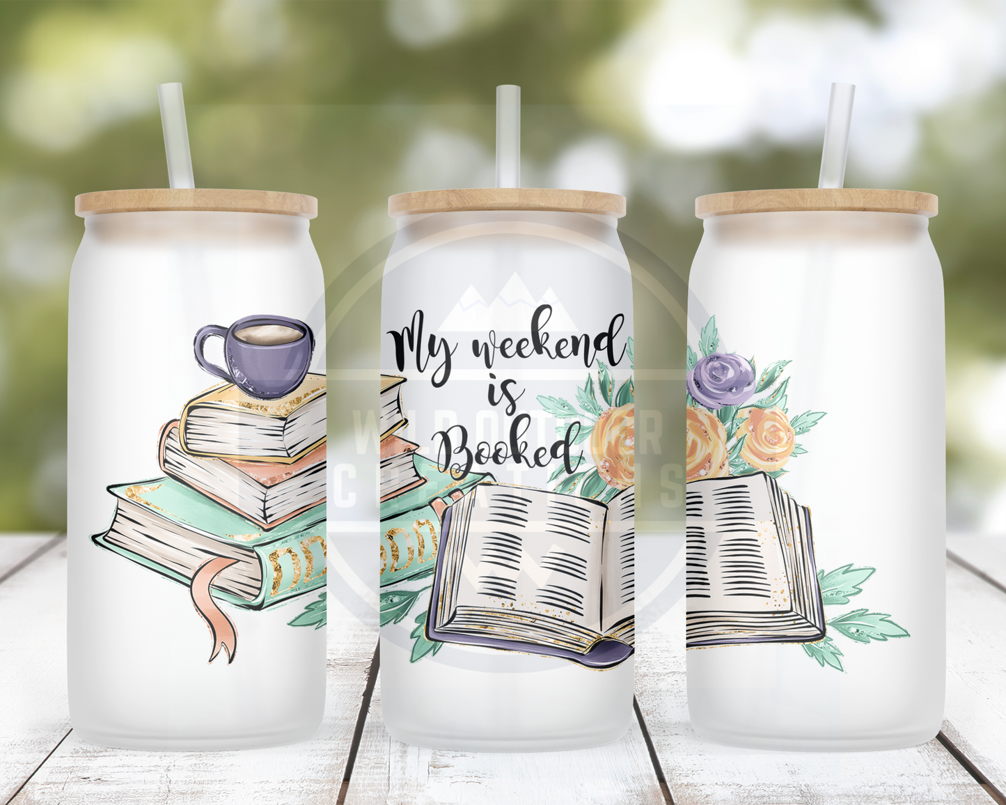Book Lover 16oz Glass Iced Coffee Cup with Lid and Straw