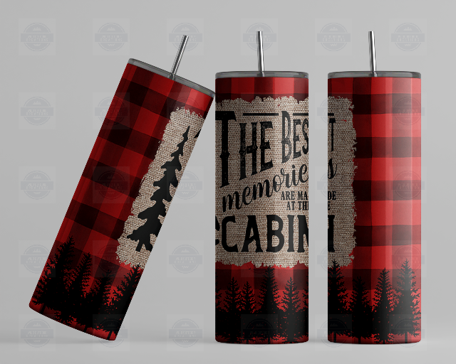 Cabin Tumbler, Memories at the Cabin, To Go Cup with Straw, Outdoorsy Gift for Women