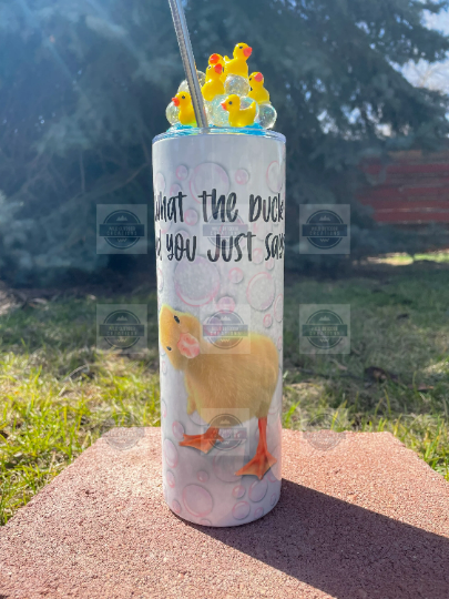 Duck Tumbler with 3d Bubble Topper, What the Duck Tumbler