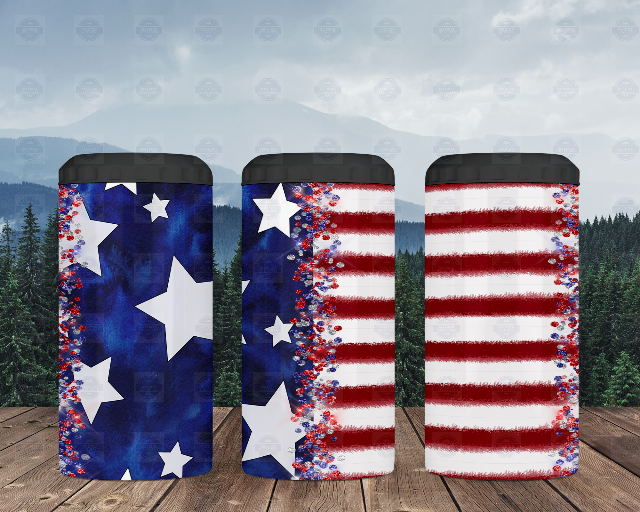USA Flag Can Cooler, 4-in-1 Can Cooler, Road Trip Tumbler