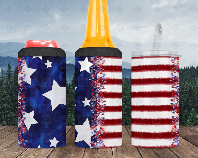 USA Flag Can Cooler, 4-in-1 Can Cooler, Road Trip Tumbler
